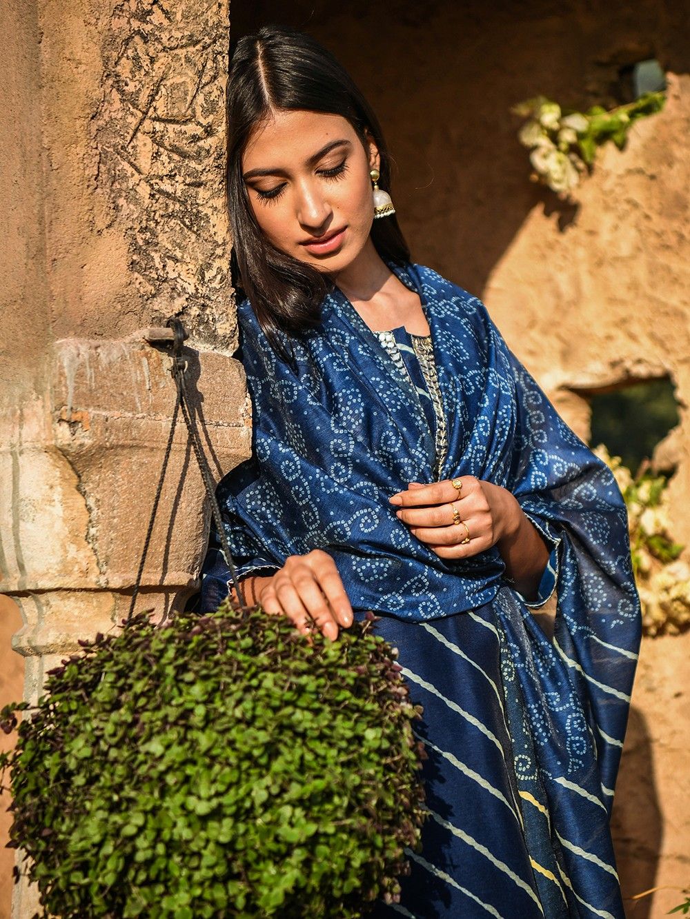 the loom - Navy Blue Chanderi Kurta 