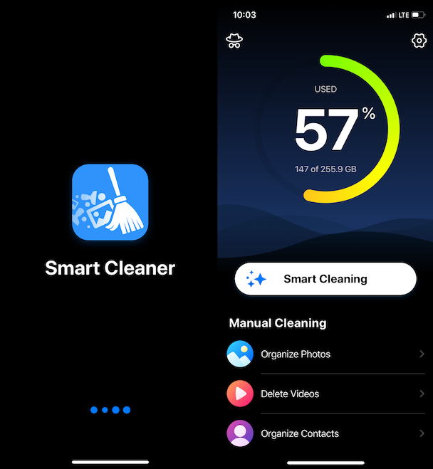Screenshots of Smart Cleaner, a cleaner app for iPhone