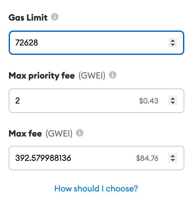 Metamask gas fee