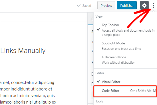 Editor de código aberto para editar links externos