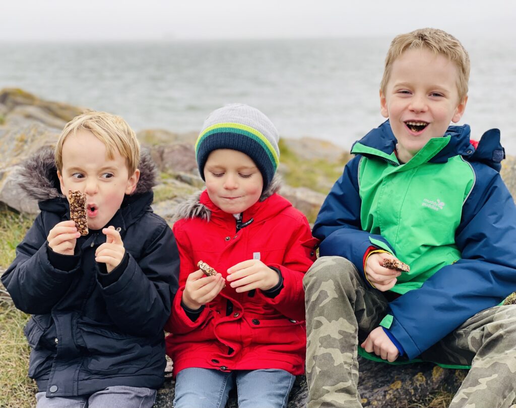 Three brothers eat special cereal bars that support their immune healths