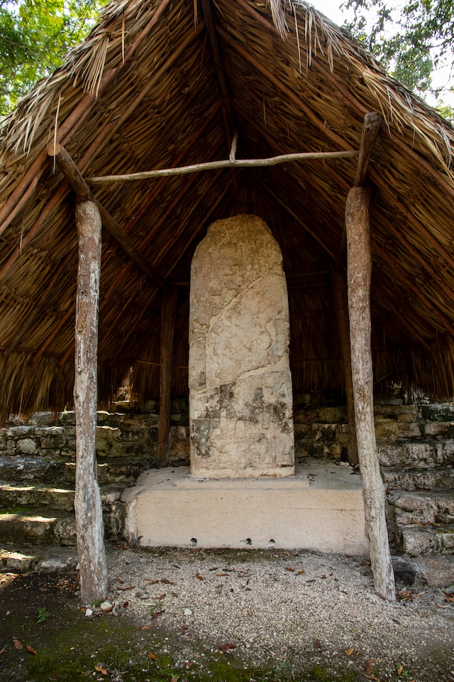 Sheltered artifacts at Coba ruins