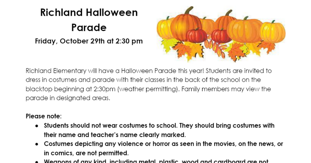 Parent Info-2021 Richland Halloween Parade.docx