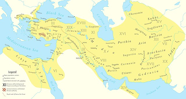 Map showing the Achaemenid Empire