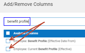 Benefit profile options