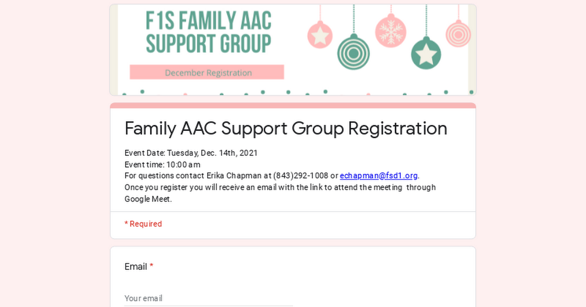 Family AAC Support Group Registration