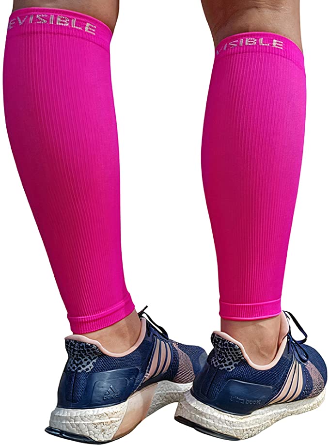 BeVisible Sports Calf Compression Sleeve - Toeless Leg Compression Socks for Men & Women - Calf Sleeves For Shin Splints, Calf Pain Relief, Running, Cycling, Travel, Varicose Veins, Maternity - 1 Pair