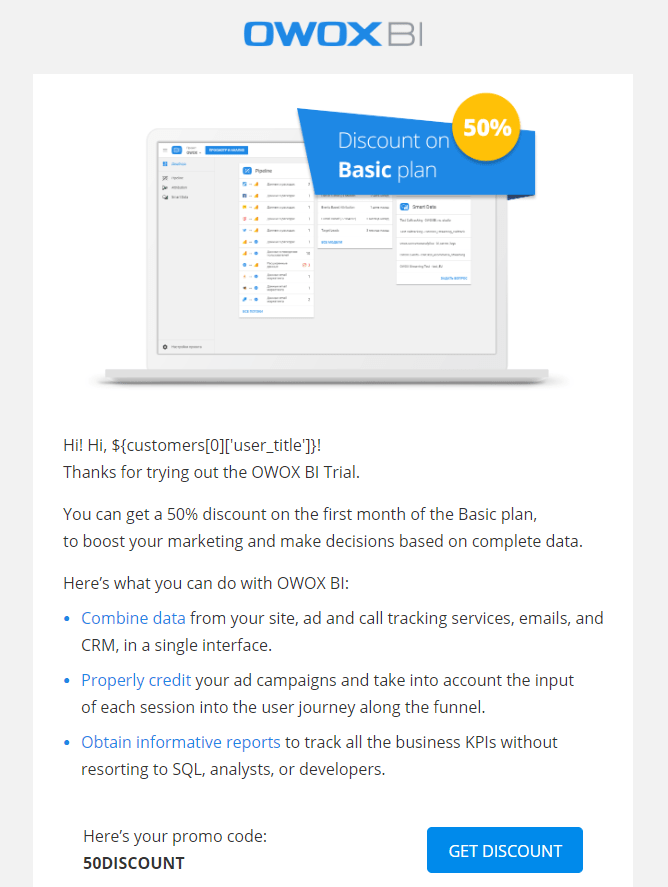 đề nghị đặc biệt trong email