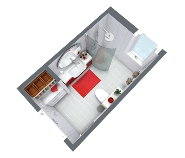 3D rendering of a completed bathroom design