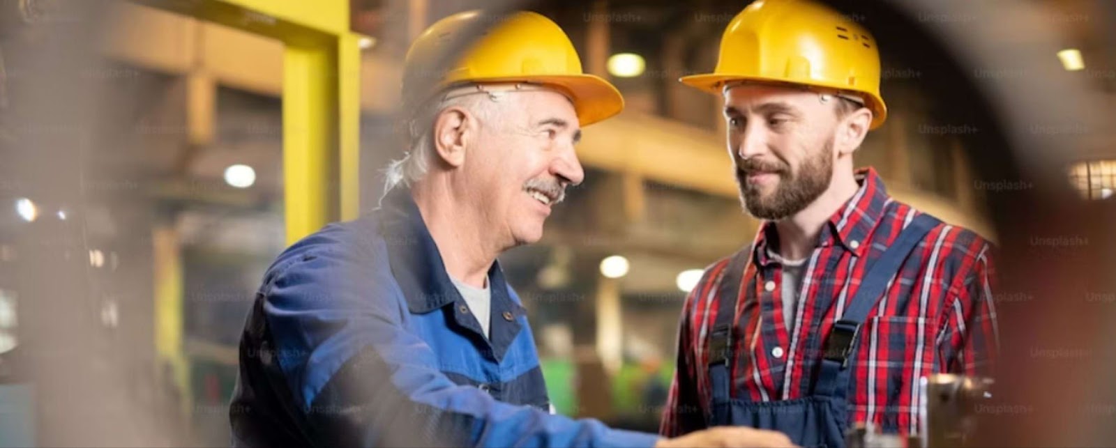 two workers having a conversation