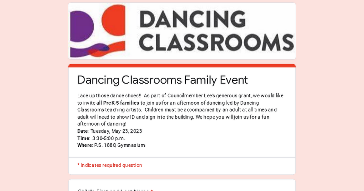 Dancing Classrooms Family Event
