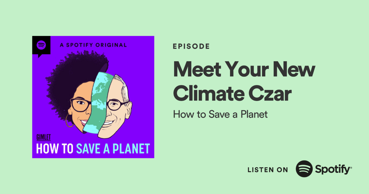 Episode Promo Image Title of episode with the show's branded illustration of hosts Dr. Ayana Elizabeth Johnson and Alex Blumberg separated by a sliver of planet Earth. Image is hyperlinked to respective Spotify episode page.