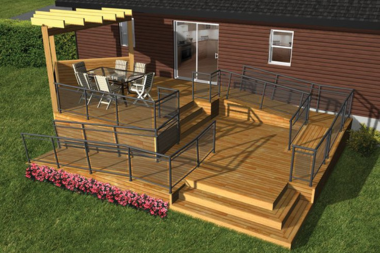multilevel deck design for aging in place ramps and accessible walkways