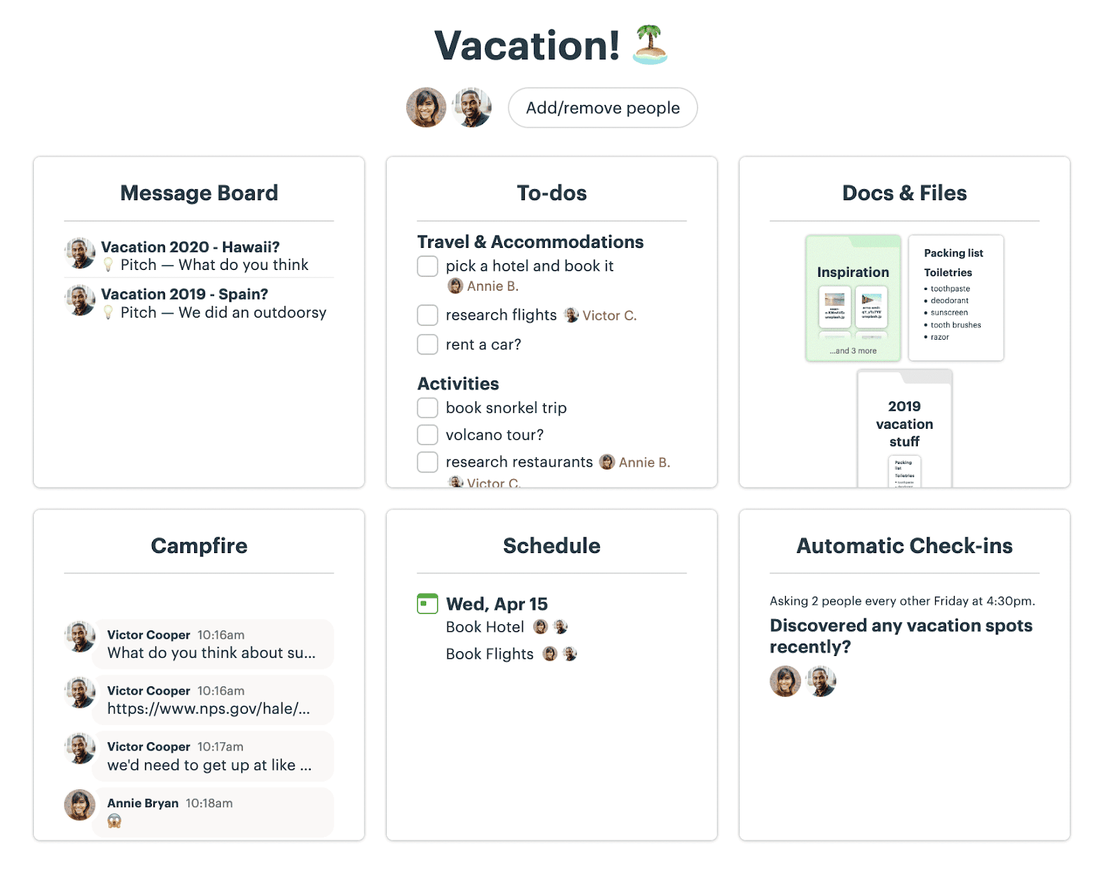 Basecamp dashboard