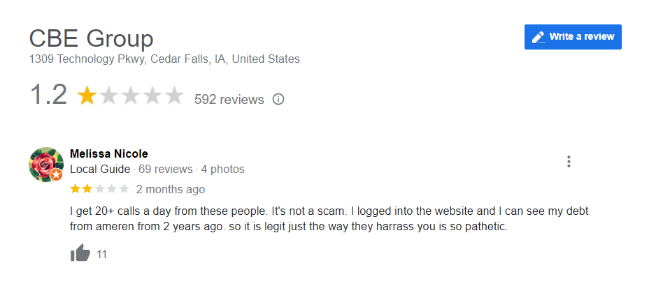 Example Google review showing that someone got 20+ calls a day.
