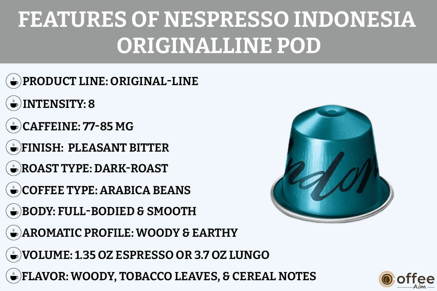 This image showcases the features of the Indonesia OriginalLine Pod for our "Nespresso Indonesia OriginalLine Pod Review" article.