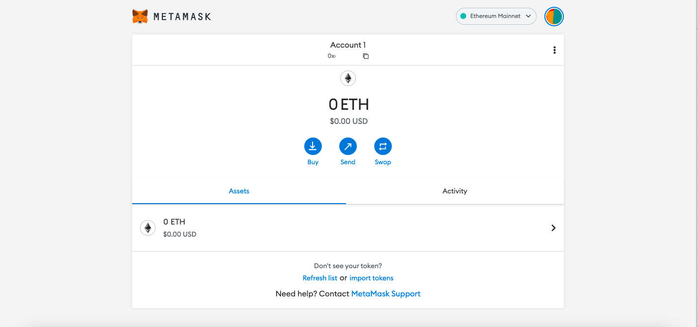 Your MetaMask wallet is now ready to receive your NFTs!