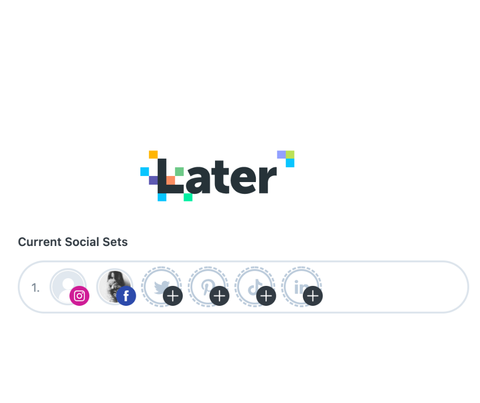 Social media accounts supported by Later.