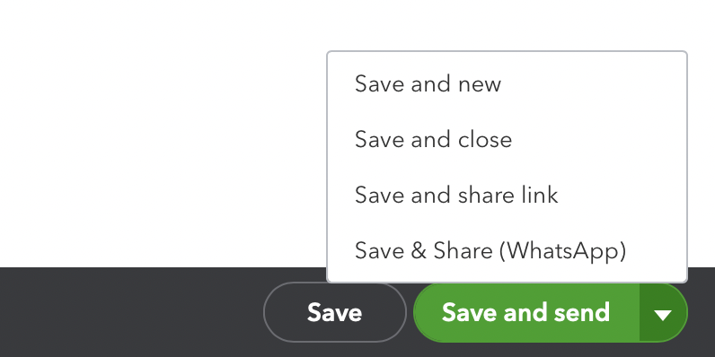 screenshot of saving options