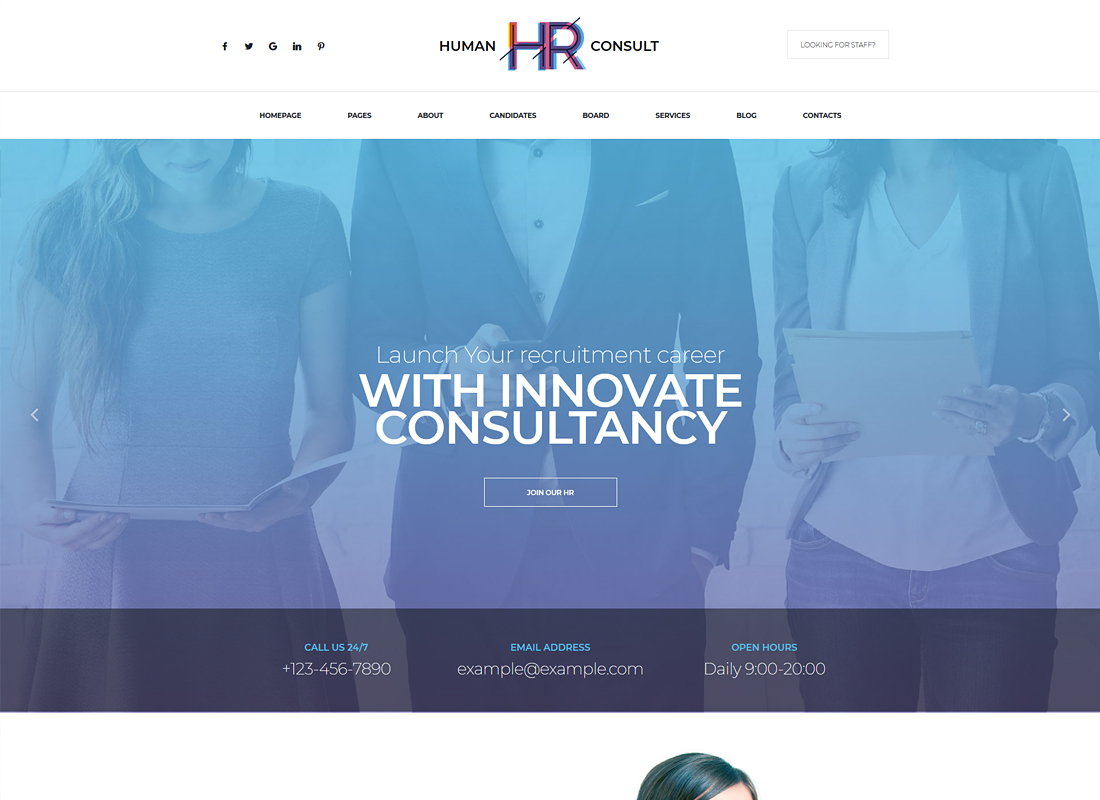 HR Human Consult |  Tema WordPress de Recursos Humanos y Reclutamiento