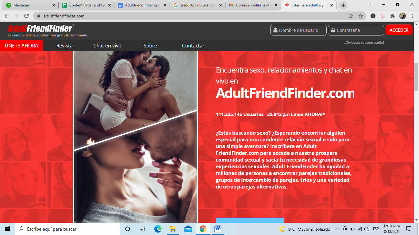 imagen de la página de inicio de Adultfriendfinder