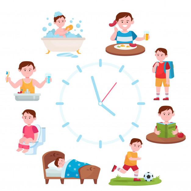 Relógios de rotina diários para crianças Vetor grátis