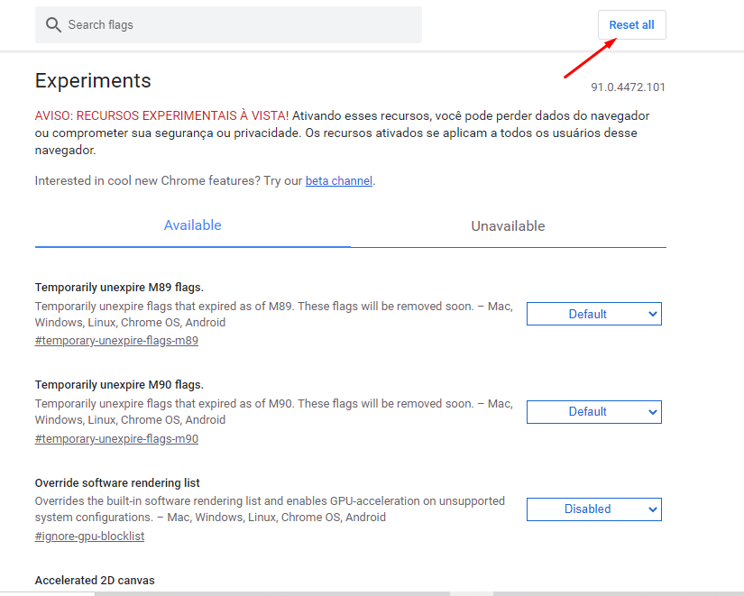 Como restaurar as configurações chrome erro DNS_PROBE_FINISHED_NXDOMAIN