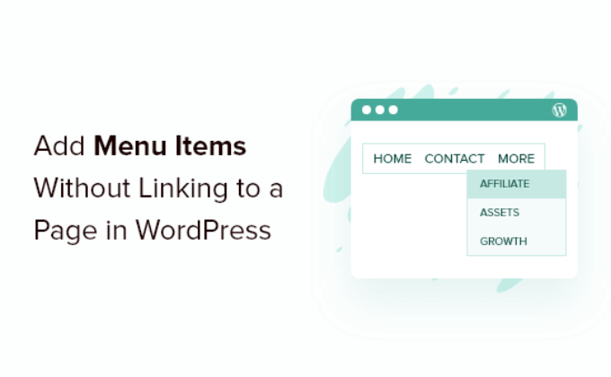 Adicionar itens de menu do WordPress sem links