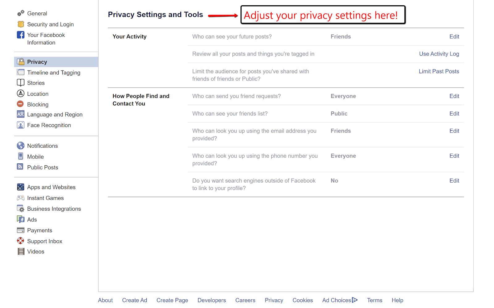 How to review and adjust Facebook privacy settings