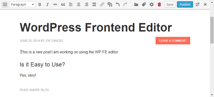Editor de front-end do WordPress
