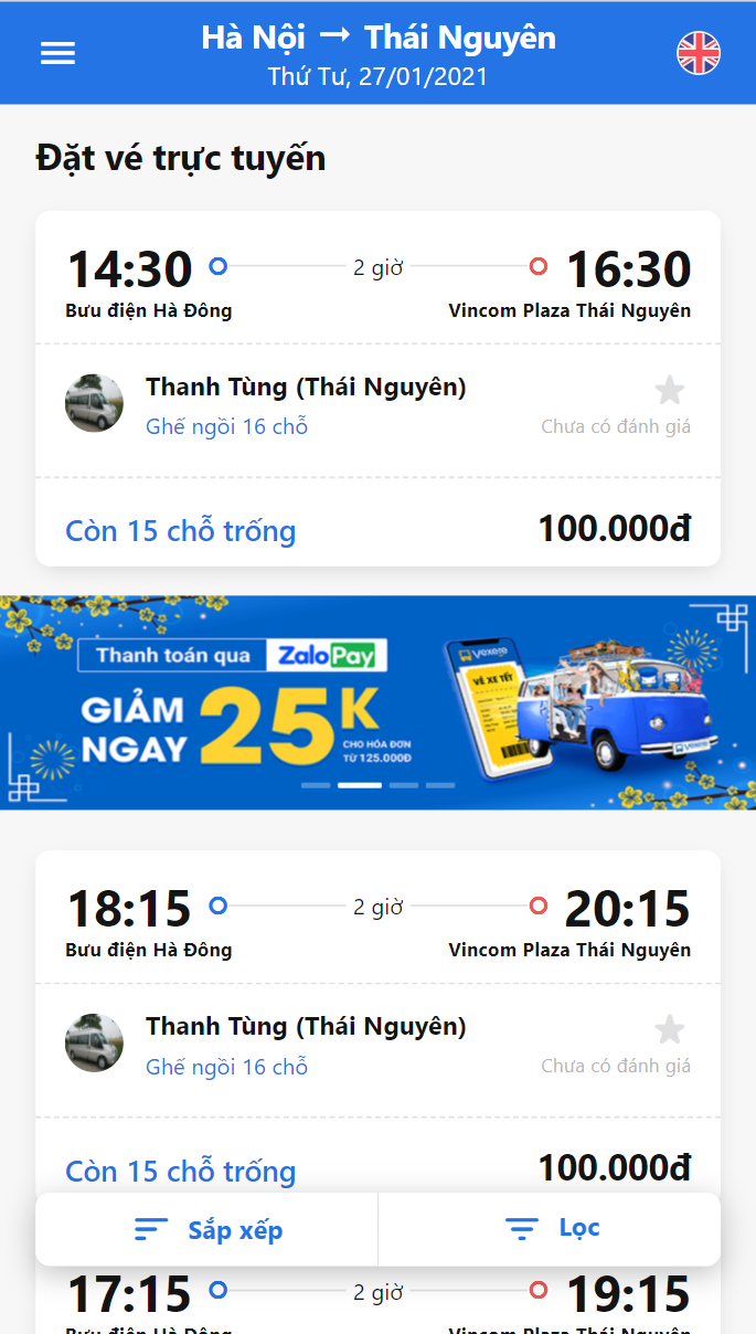 Chọn giờ đi phù hợp với nhu cầu.