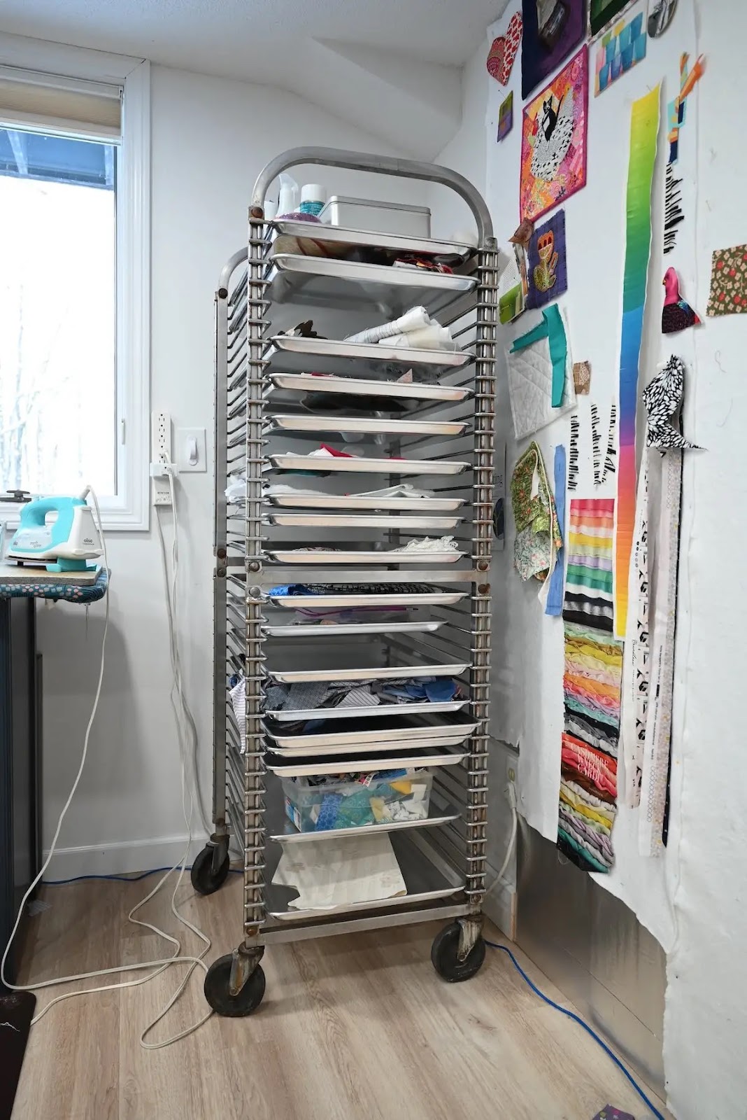 baker's rack fabric storage ideas