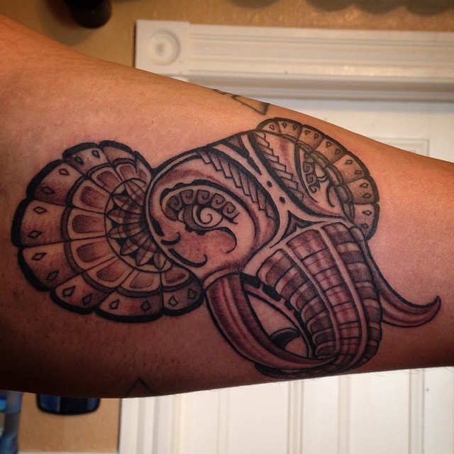 Black Abstract Elephant Forearm Tattoo