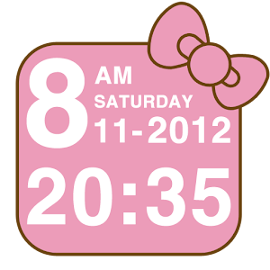 Pink Kitty bow Clock Widget apk