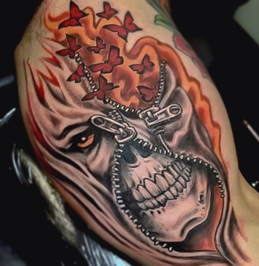 Hell Hound Zipper Tattoo