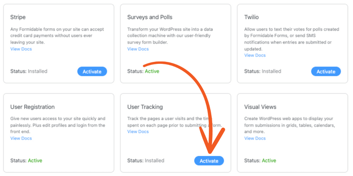 User Tracking add-on