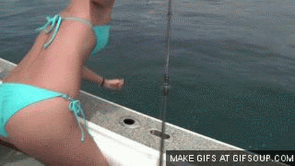 a girl fishing in bikini