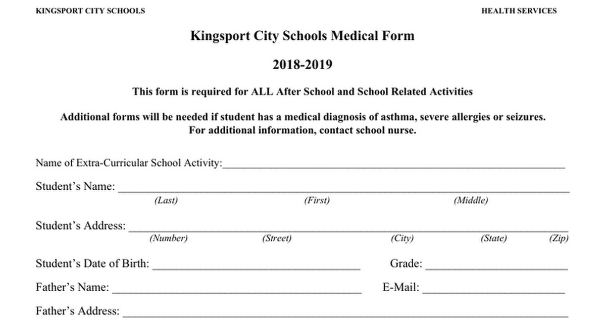 KCS Medical form 2018-2019