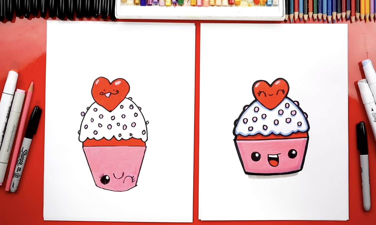 This image shows a simple directed drawing you can try with your students at your Valentine's Day party! 