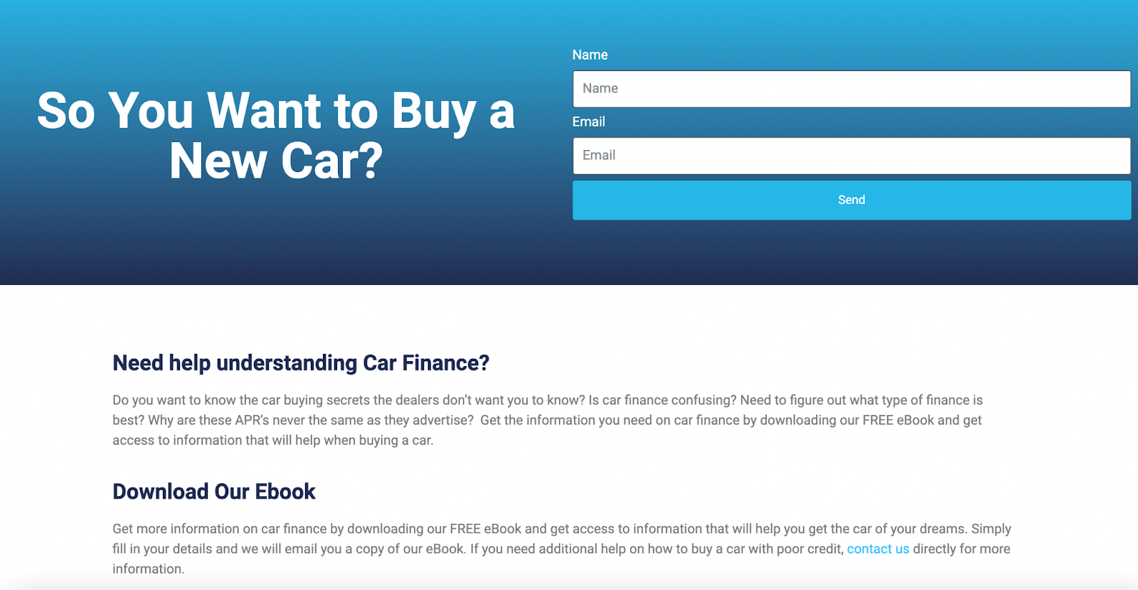 An example of automotive lead generation: offer a valuable content in exchange for an email address