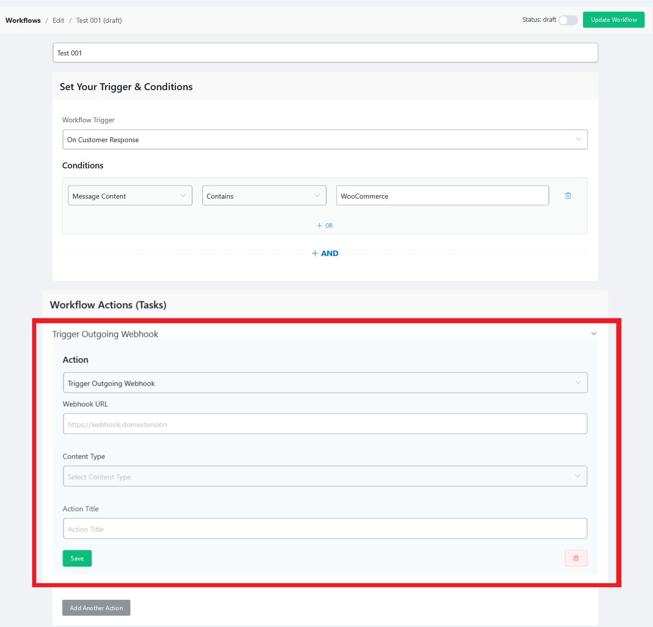 outgoing webhook by fluent support