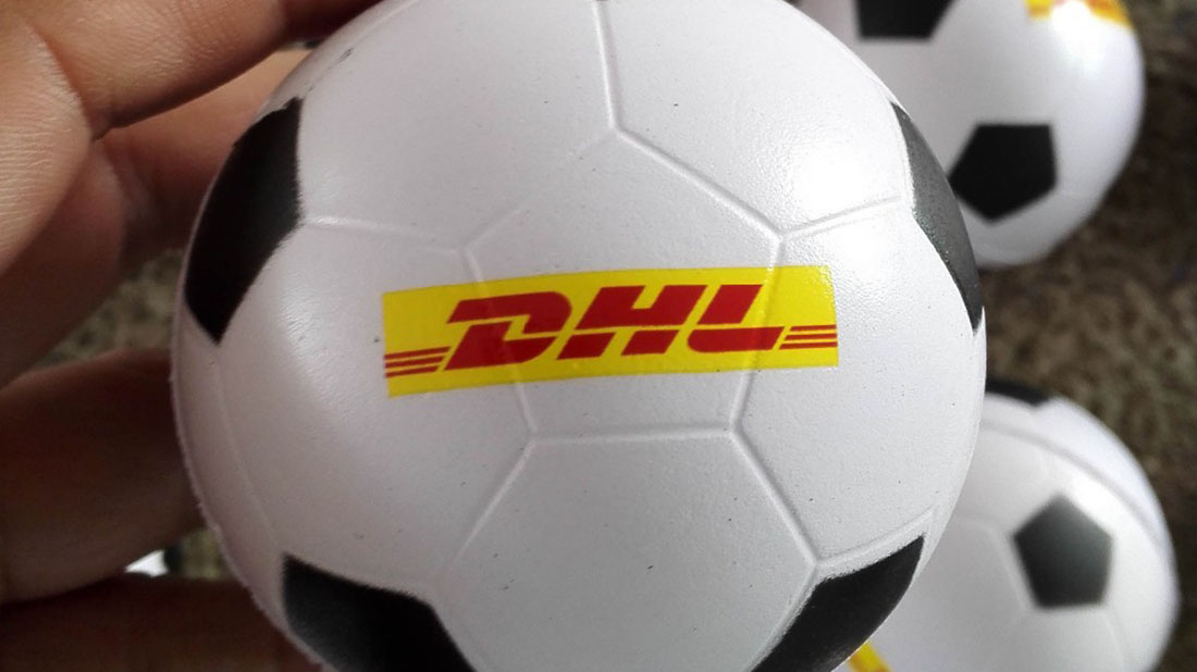 stress ball printed DHL logo as wholesale gift items online