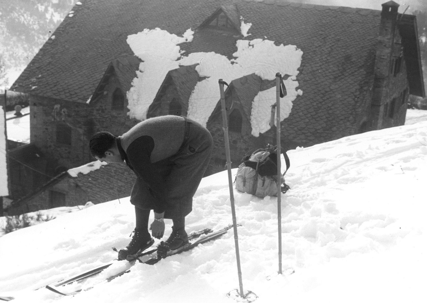 Esquiador en La Molina en los años 40 - Fuente Lamolina.cat