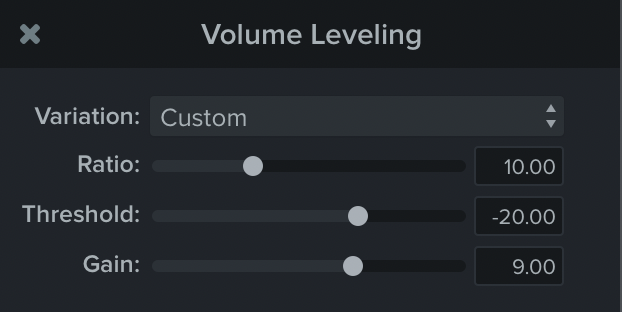 Illustration of Volume Leveling Controls in The Properties Tab