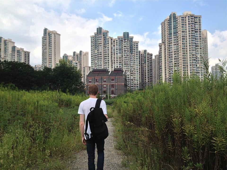 Young, Guy, Student, Walking, Tshirt, Backpack, Trail