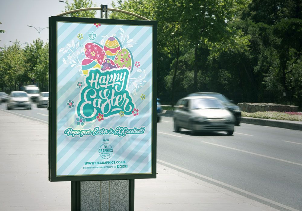 Busy roads leave lots of opportunity for Easter advertising, such as this small billboard sitting roadside. 