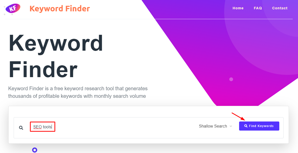 Keyword Finder SEO keyword research tool