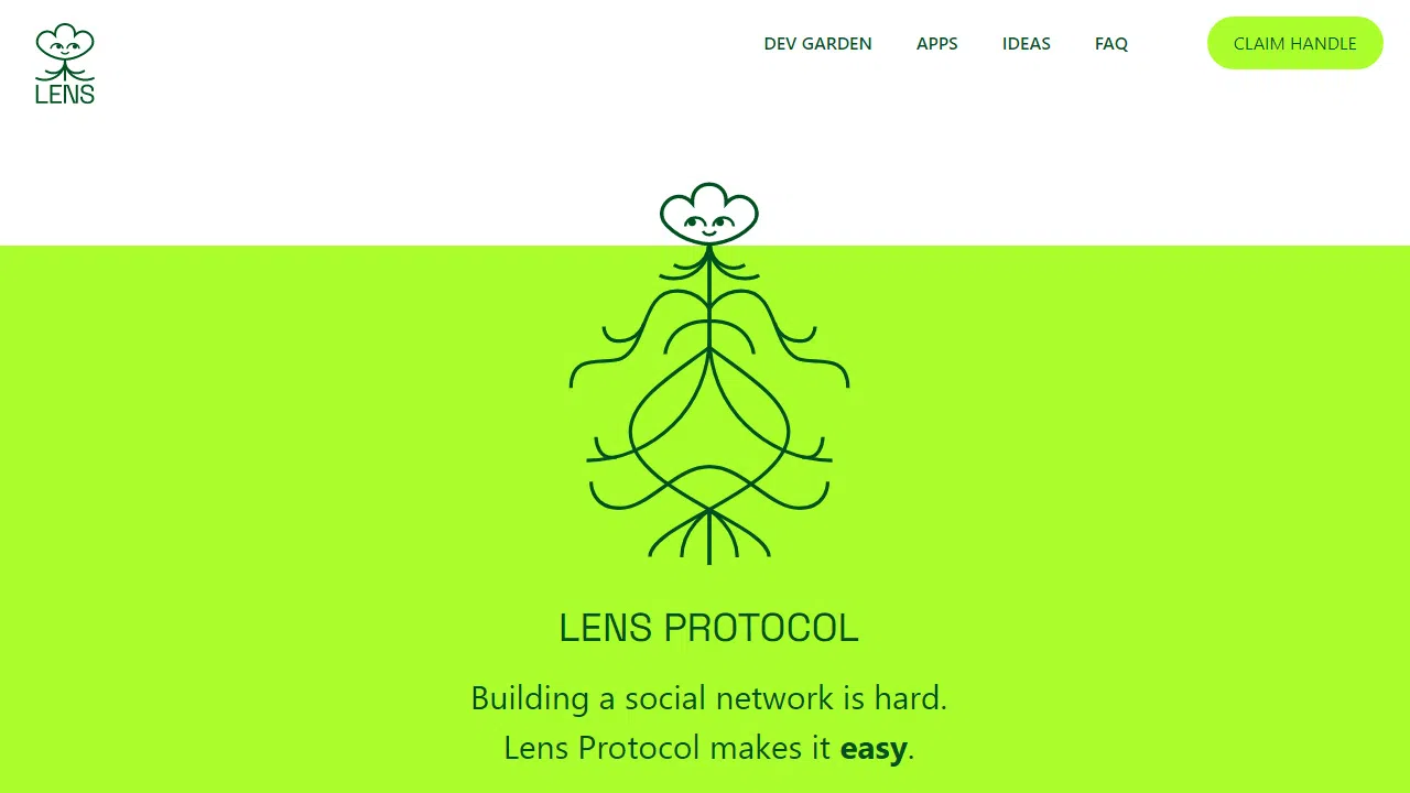 Ein Screenshot der Website von Lens Protocol.