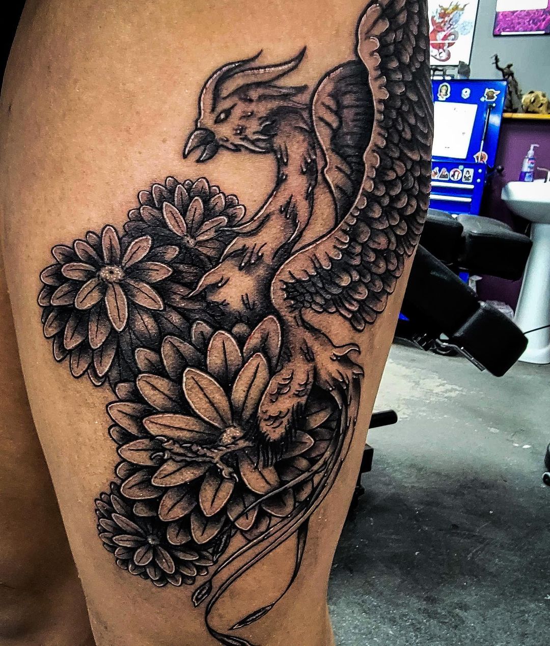 Chrysanthemum With Phoenix Tattoo