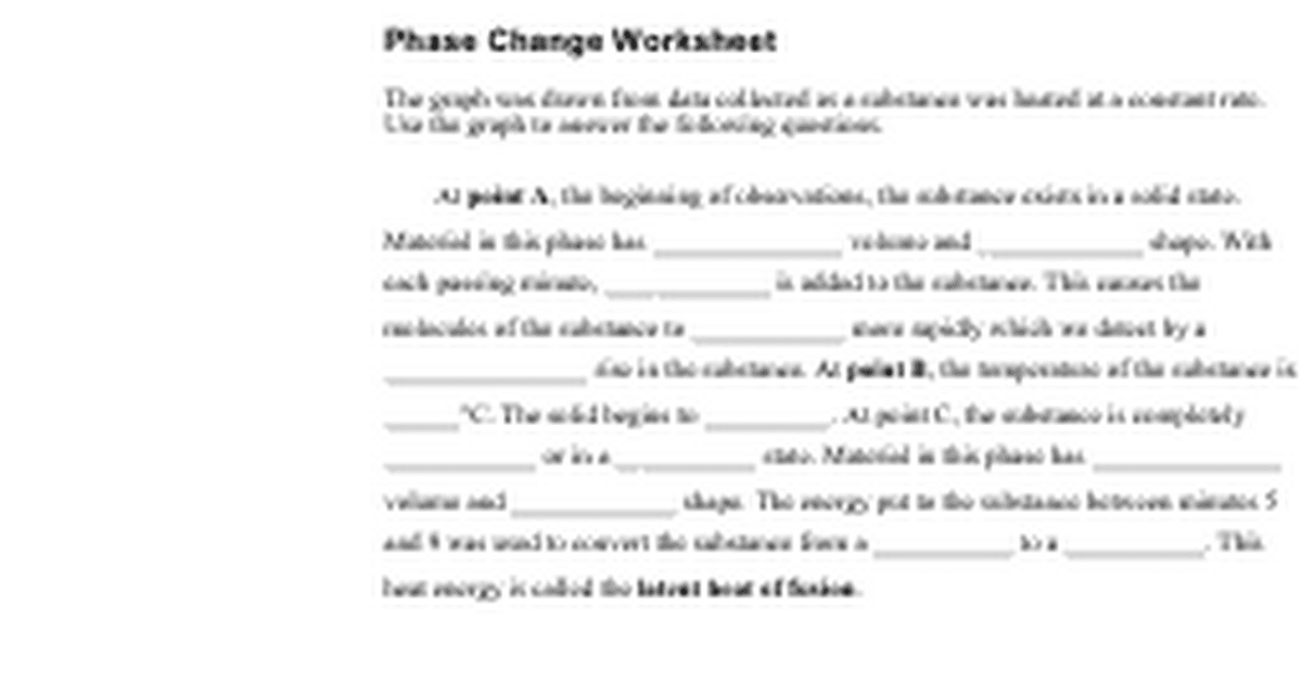 Printables Phase Change Worksheet phase change worksheet pichaglobal